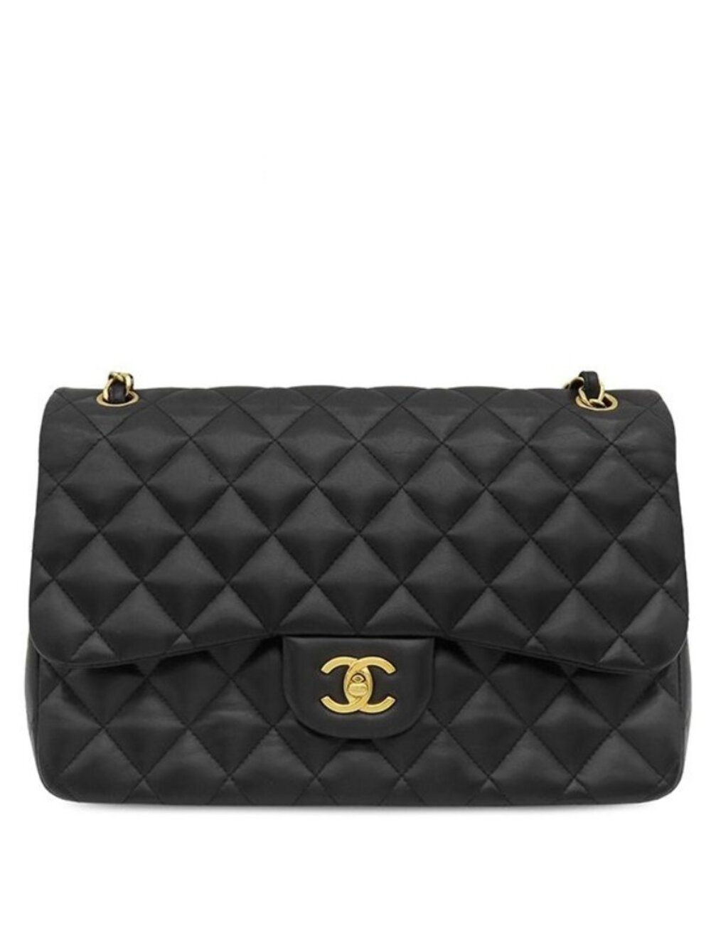 Chanel Shoulder Bag Quilted Chain Lambskin Black Bordeaux Gold Double Flap